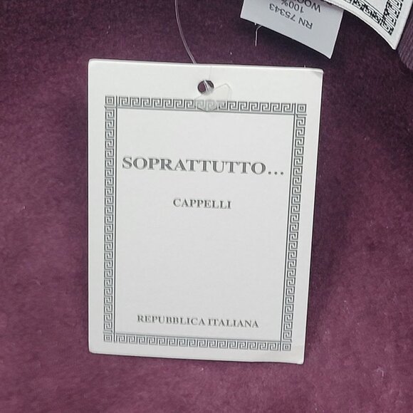 Soprattutto Wool Cloche Hat Purple Black Velvet Band Flower Tassel Italy Flapper - Picture 4 of 9